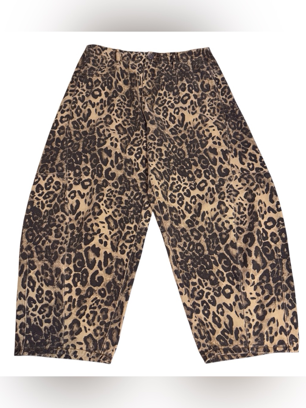 Easel NWT Size Small Animal Print Leopard Barrel Pants Jeans Boho Western Cotton